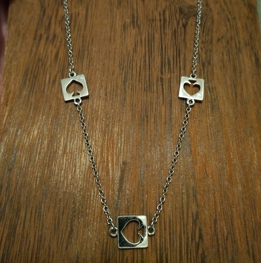 NWOT ♠️Kate Spade♠️ Signature Silver 30" Necklace with Heart and Spade Charms